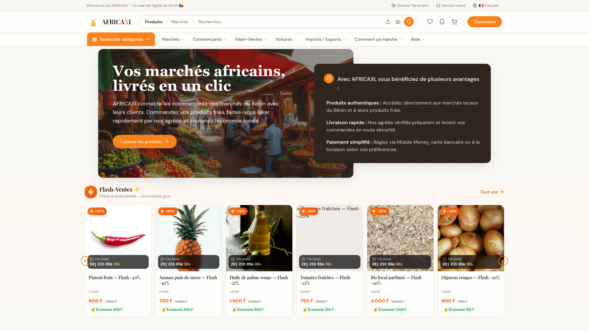 AFRICAXI — Marketplace digitale des marchés du Bénin
